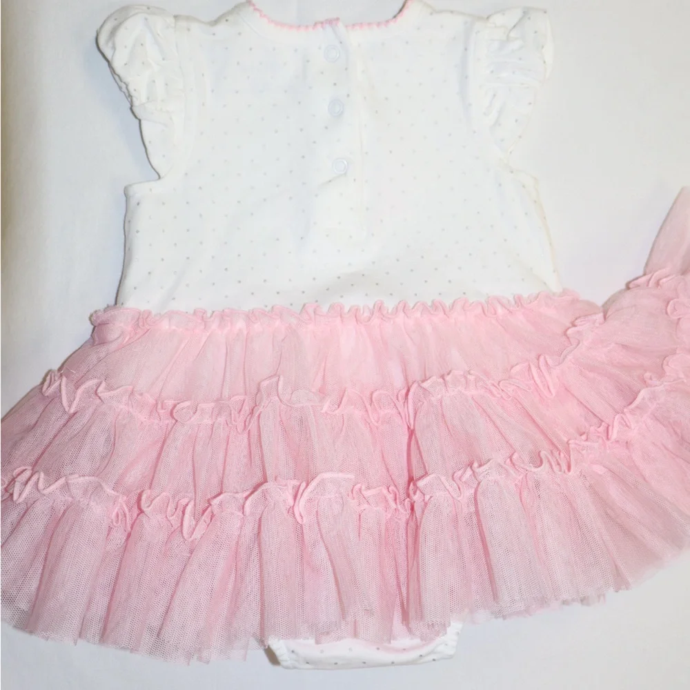 Little Me Pink and White Bunny Diaper Cover 3 months